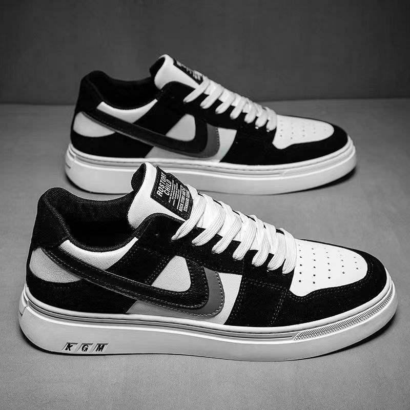 Adidași sport respirabili pentru bărbați, Primăvară/Vară 2025: Pantofi casual versatili în culori la modă alb și negru pentru studenți