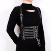 Women's Punk Rock Body Harness Belt with Chain - Adjustable Faux Leather Waist Cinch for Gothic Outfit