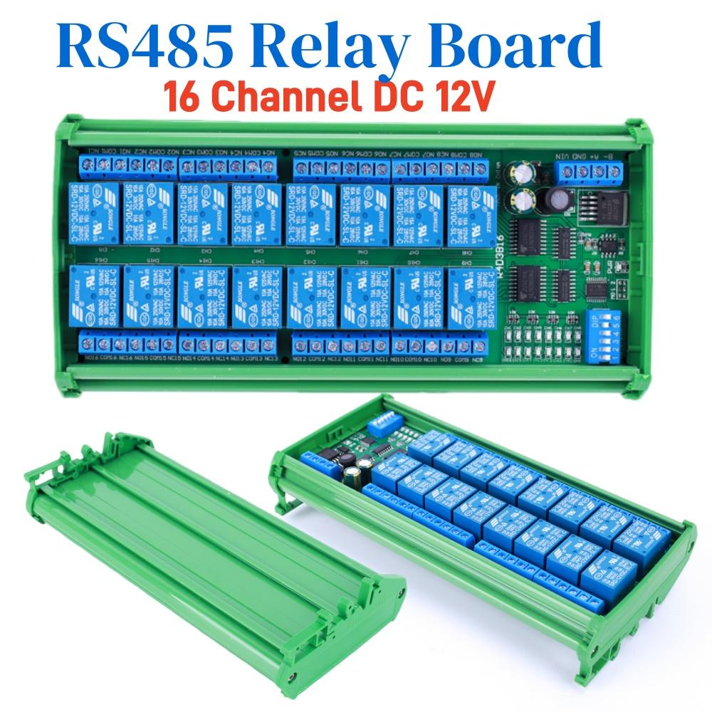 16 Channel DC 12V PLC Controller Serial Port Switch RS485 Relay Module Control Switch Board for PLC PTZ Camera Motor LED