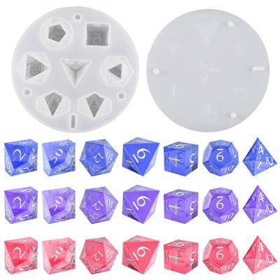 Stampi in Resina per Dadi DND Grandi per la Realizzazione di Dadi Fai-da-Te 7 Cavità Stampo in Silicone Poliedrico con Design Stereoscopico