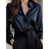 Damen S Langarm V-Ausschnitt Knopfleiste Einfarbig Elegante Bluse