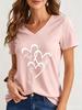 Funny Love 3D Print Women's T-Shirts Fashion V-neck Short Sleeve Tops Daily Casual Girl T shirt Summer Loose Tee Ladies Clothing