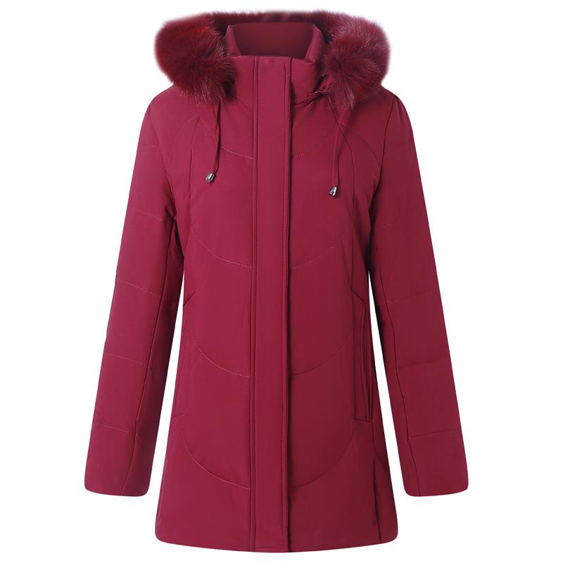 Real Fur Collar Middle Age Women's Puffer Jackets Winter Vintage Parkas Hooded Plus Size Elegant Thick Warm Down Coats Woman Outerwears