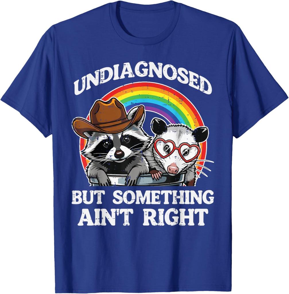 Undiagnostiziert, aber irgendetwas stimmt nicht Waschbär Opossum Grafik T-Shirt Lässiges Baumwoll-T-Shirt für Männer Frauen