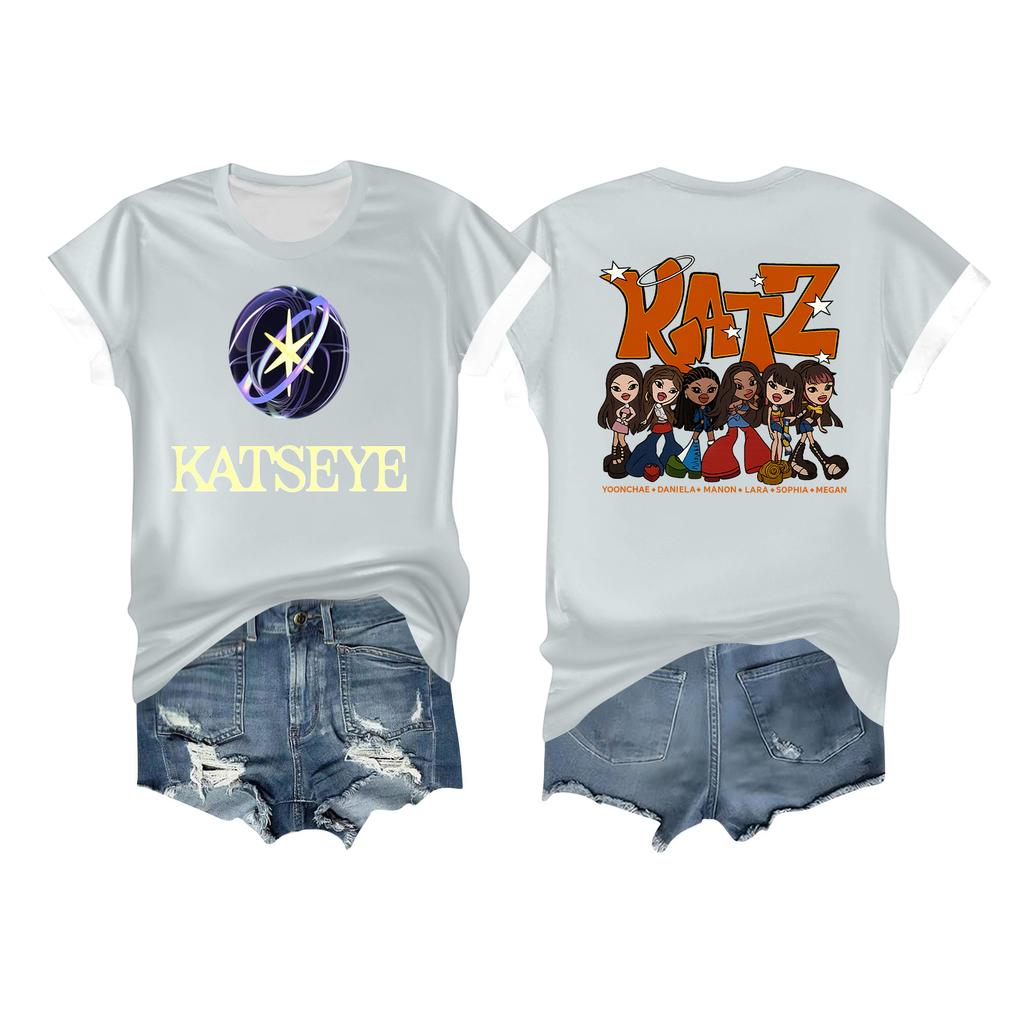 Women's Casual Printed T-shirt Round Neck Pullover Short Sleeve Top