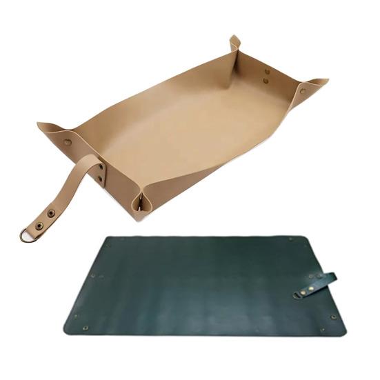 Plants Repotting Mat Foldable Faux Leather Garden Potted Plant Mat with Metal Buckles Waterproof Reusable Transplanting Tray for Plants Repotting And