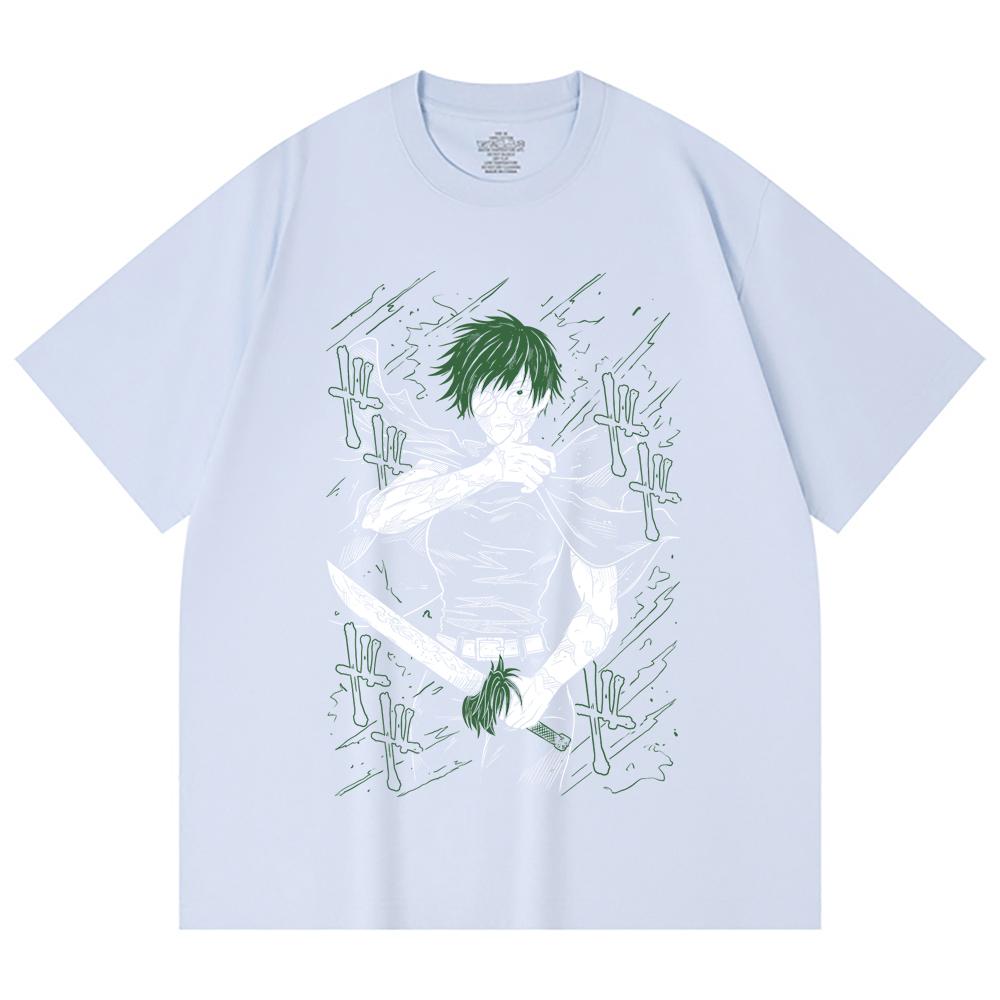 230 Gsm 100% Cotton Jujutsu Kaisen V10 Maki Print Unisex Heavy Cotton T Shirt
