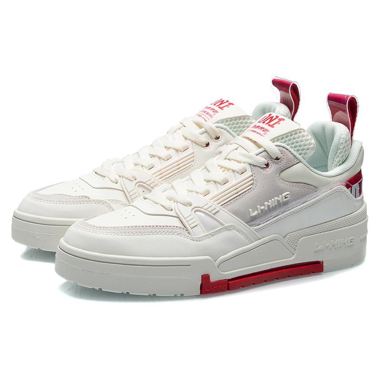 New LiNing 001 BTC Slip Resistant, Abrasion Resistant, Balance, Lightweight Low Top Skateboard Shoes Unisex White Red AECR001-4