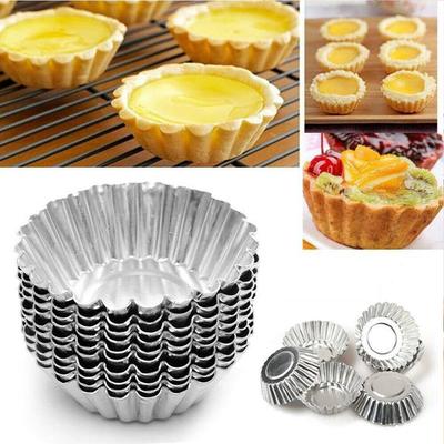 10Pcs Aluminum Egg Tart Mold Baking Tools For Cakes 70mm Bakeware Mould Kitchen Pastry Tools