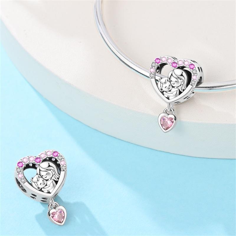 Family Series 925 Sterling Silver Parents Sisters Charms Love Bead Pendant Fit Original Charm Bracelets Women DIY Jewelry Gift