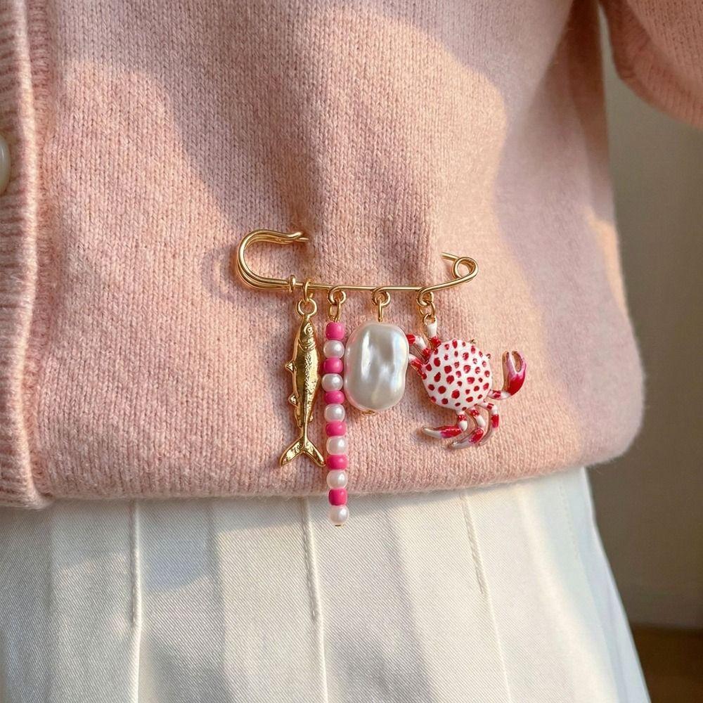 Broche Animal Marin Alliage de Zinc Pinces à Vêtements Métalliques Caractère Éléments Océaniques Pin Cadeau