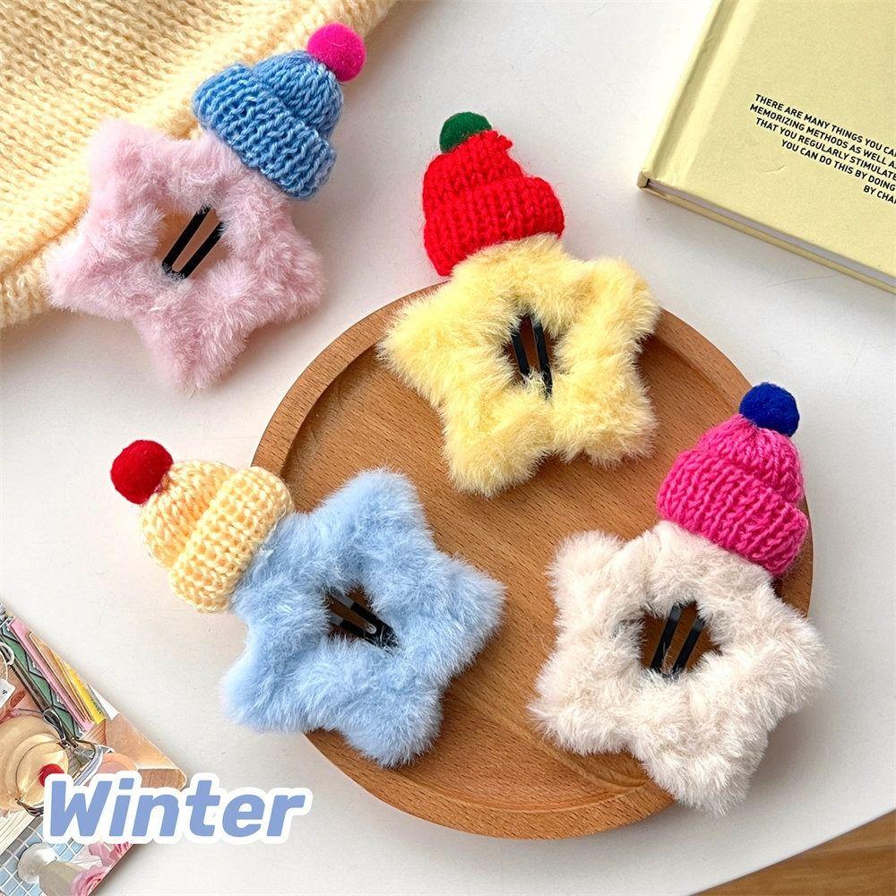 

Hair Accessories Plush Star Hair Clip Hat Sweet Fluffy Barrettes Plush BB Hairpins Photograh