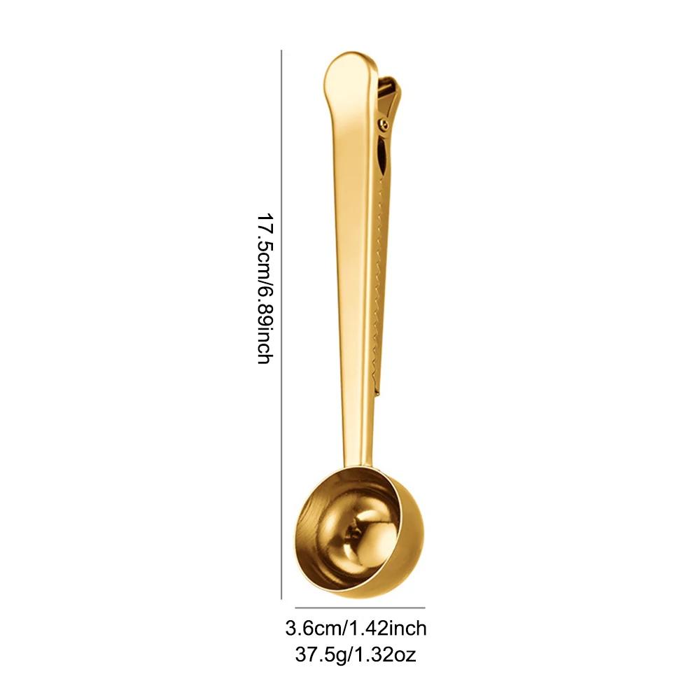 Cucchiaino da Caffè Creativo 2 in 1 da 5ml in Acciaio Inossidabile Multifunzionale con Clip Ermetica Cucchiaino Misurino da Cucina per Caffè