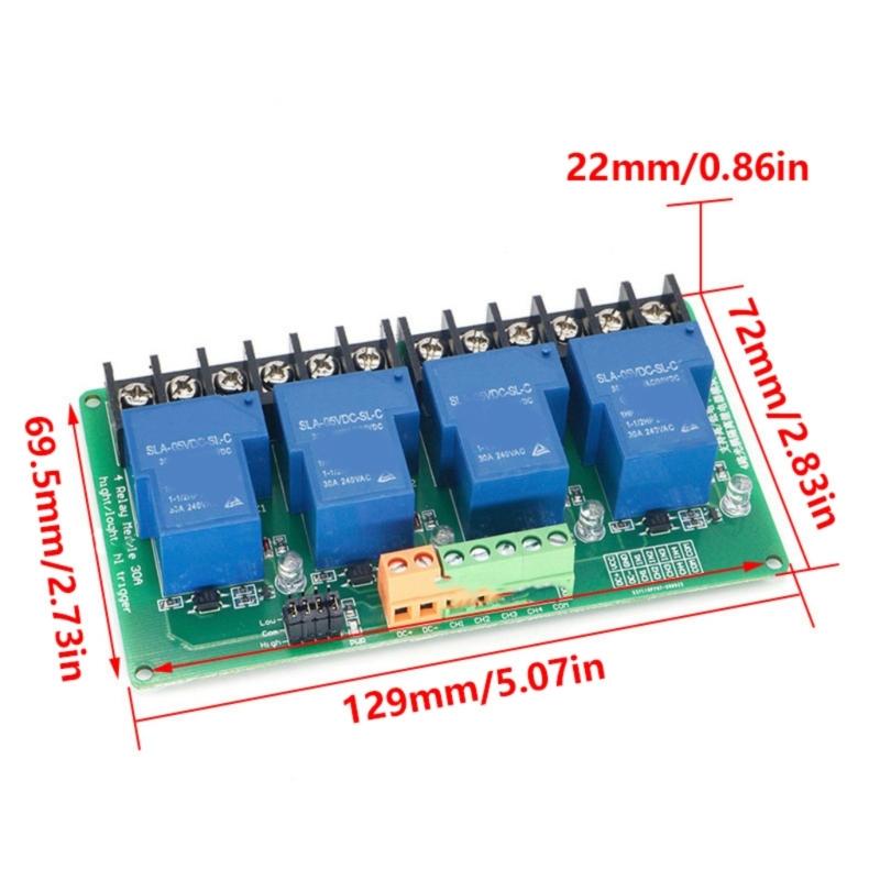 4 Channel Relays Module for PLC Automation Equipment Control Load DC30V AC250V 30A High Low Level Triggers Relays Board