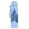 1PC Denim Blue Star 750ml Color Plastic Sports Water Bottle Leakproof Flip Straw Lid Suitable for Sports Office Home Use