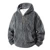 Mens Hooded Fleece Zip-Up Jacket Winter Warm Layered Outerwear In Gray Black Khaki Coffee S M L XL 2XL