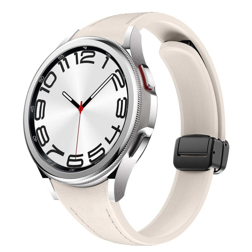 Genuine Leather+silicone Strap for Samsung Galaxy Watch 7 6 4 Classic 40mm 44mm 47mm Slim Bracelet Galaxy Watch 5 Pro 45mm Strap