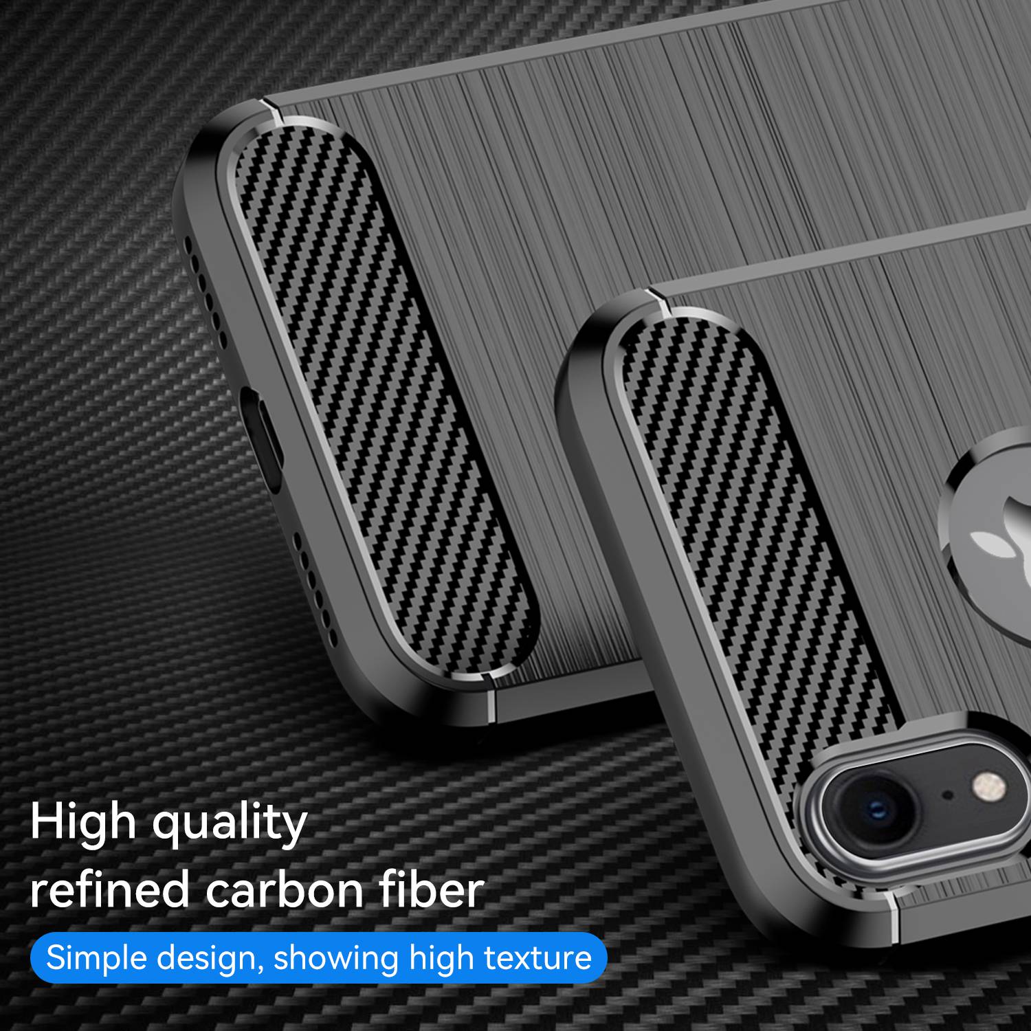 

For iPhone XR 6.1 inch Drop Protection Flexible TPU Phone Back Cover Brushed Carbon Fiber Texture Cell Phone Case Black