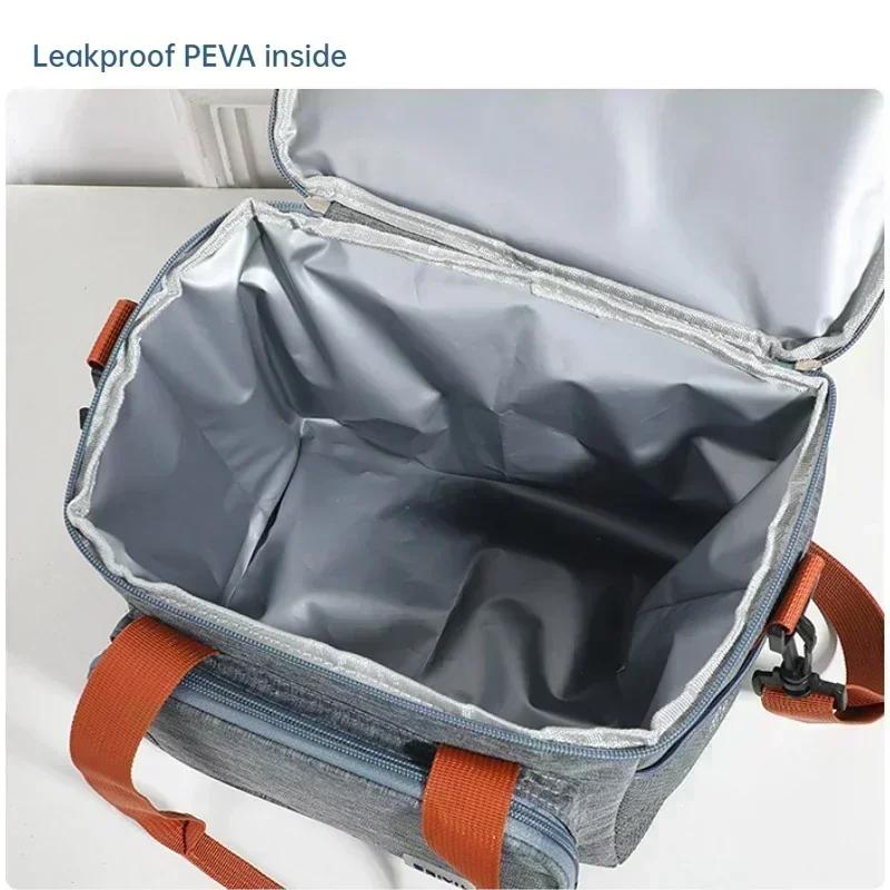 Hot Sale Large Capacity Square Insulated Lunch Box Thermal Bag Portable Crossbody Food Container for Office School Picnic