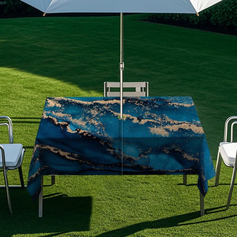 Outdoor Rectangular Table Cover With Starry Sky Sand Flow Waterproof Elastic Edge Patio Garden Dining
