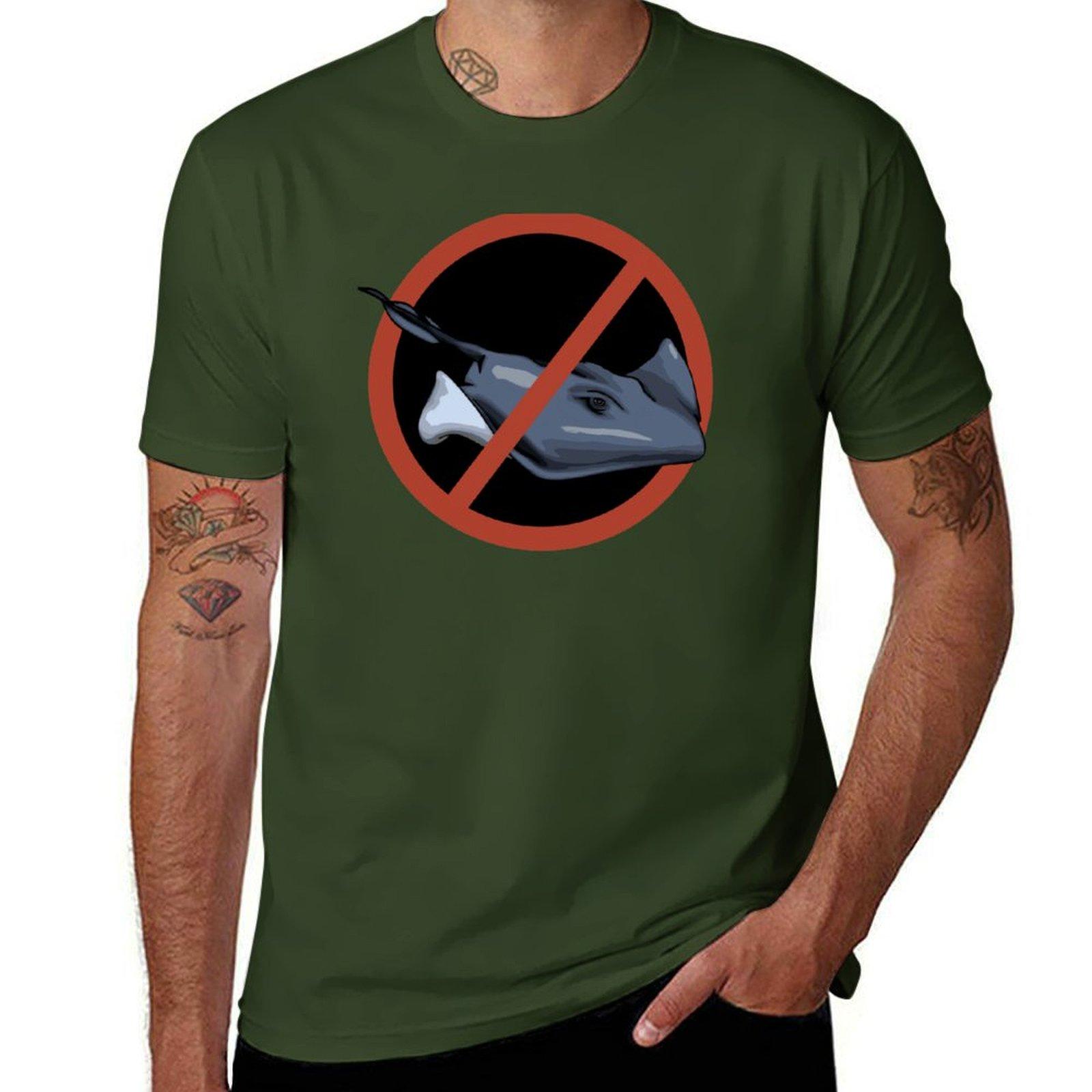 

No stingrays allowed Tshirt blacks Short sleeve tee summer tops mens white t shirts 4XL