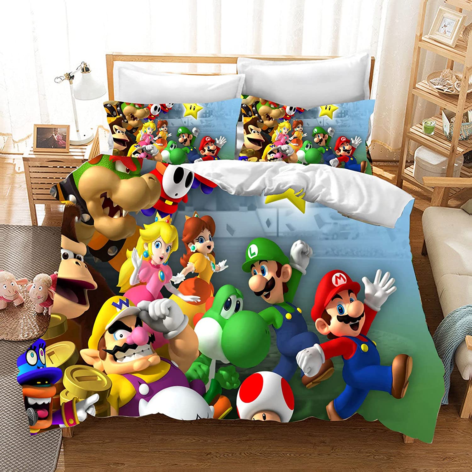 

Mario Duvet Cover Set Comforter Bedding 3d Children S Bedding Set 3-Piece 1 Quilt Cover King Size 228X264CM
