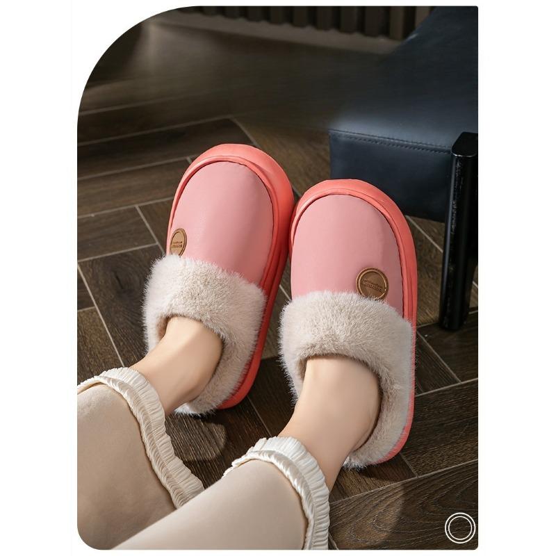 Plush Shoes for Women's Indoor Home Warmth Thick-soled Cotton Slippers