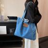 New Korean Style Denim Bag Women Harajuku Lazy Fashion Large Capacity Shoulder Bag Japanese Casual College Student Backpack Street Trend Deep Blue