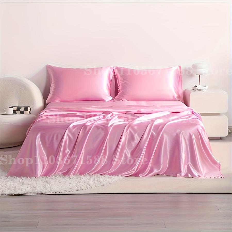 1Pc Satin Flat Bed Sheet Smooth Soft El-Quality Solid Color Bedsheets Suitable For Twin Twin Xl Queen Full Beds Bedroom Decor