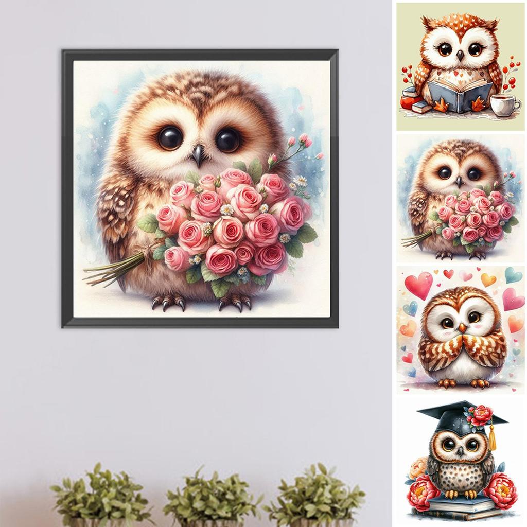 1pc DIY Paint by Number Kit Owl Frameless Canvas Wall Art Gift Idea 20x20cm