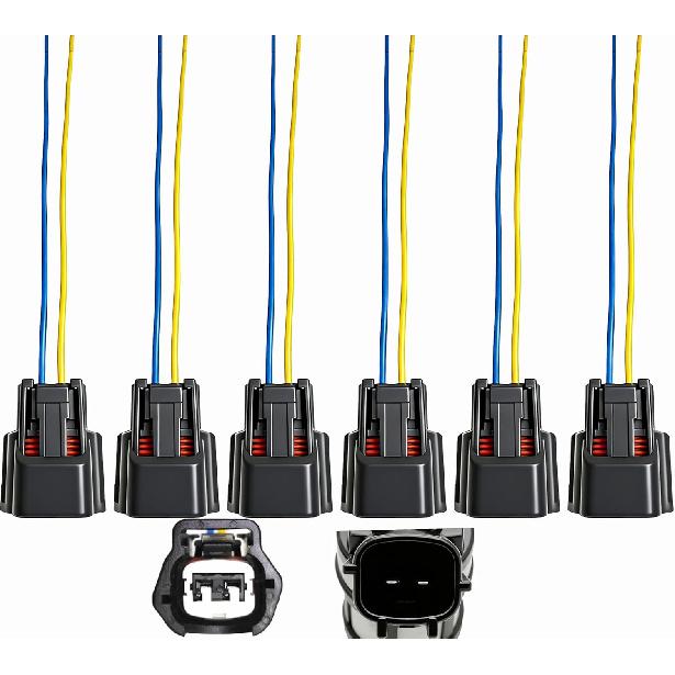 6Pcs Fuel Injectors Harness Connector Plug Replacement for Nissan Frontier 3.3L 2002-2004 for Nissan Xterra 2.4L 3.3L 2002-2004 16600-38Y10