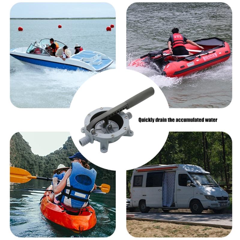 Hand Transfer Pump 720GPH Manual Priming Design with Pump Body Material Reference EPDM Sealing Components and Two Hose Ends for Boat and Motorhome