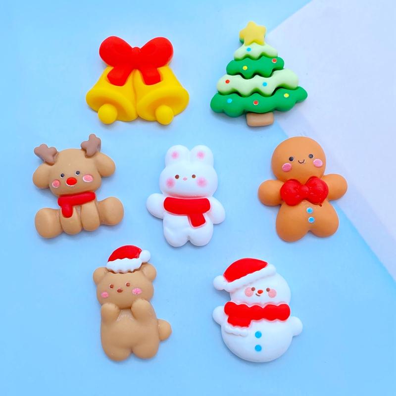10 Stück Neue Niedliche Mini-Weihnachtsserie Flache Rückseite Harz-Cabochons Scrapbooking DIY Schmuck Handwerk Dekoration Zubehör