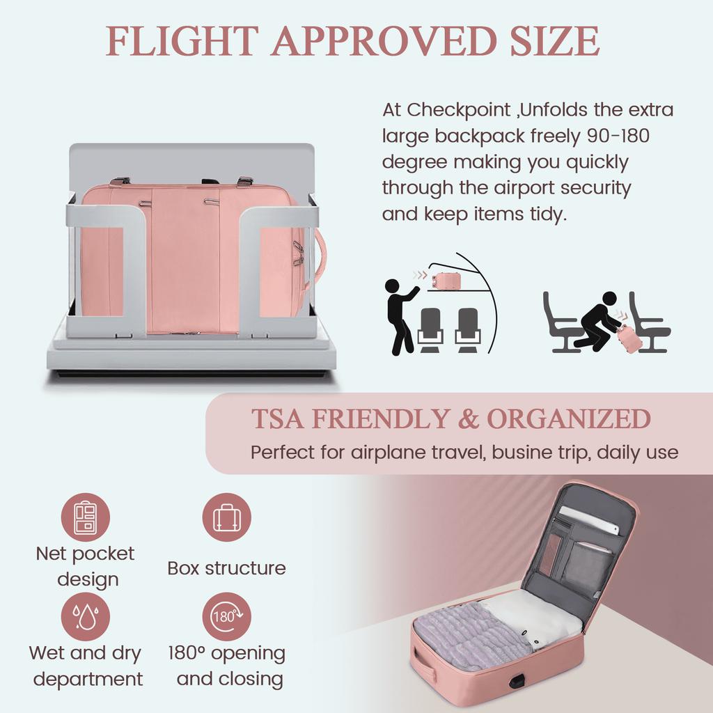 Travel Backpack for Women Men, Carry On Backpack with USB Charging Port & Shoe Pouch, Nurse Bag Daypack for Weekender Business Hiking