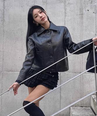 Lady Volume 9215 Leather Jacket (Black)