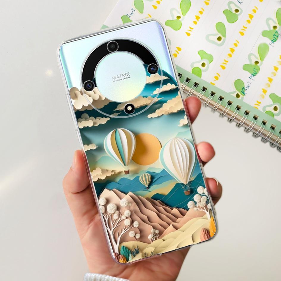 For Honor X9b 5G Case ALI-NX1 Popular Flower Soft Clear Silicon TPU Cover For Honor X9a RMO-NX1 HonorX9 ANY-NX1 Shockproof Funda