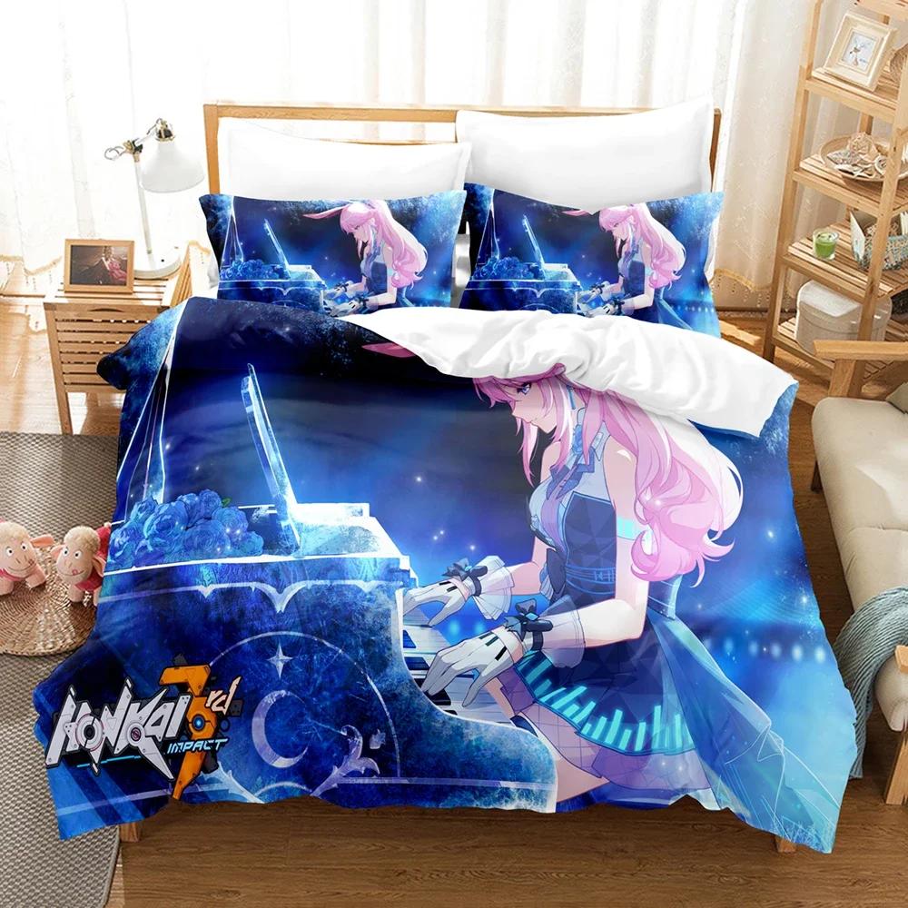 3D Anime Honkai Impact 3Rd Bedding Set Printed Decorative 2/3Pcs Duvet Cover Set Bedclothes Quilt Cover Home For Aldult Kid Teen