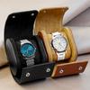 Oval Faux Leather Watch Case with Detachable Velvet Pad- Personalized Men's Watch Travel Storage Box, Perfect Gift