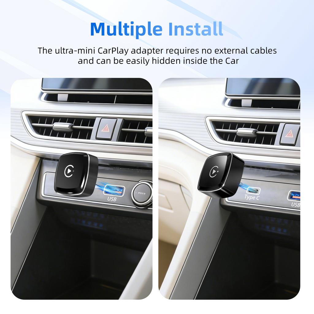 EzoneTronics Wireless CarPlay Android Auto Adapter for Factory Type-c Wired Car, Wireless CarPlay & Android Auto 2 In 1