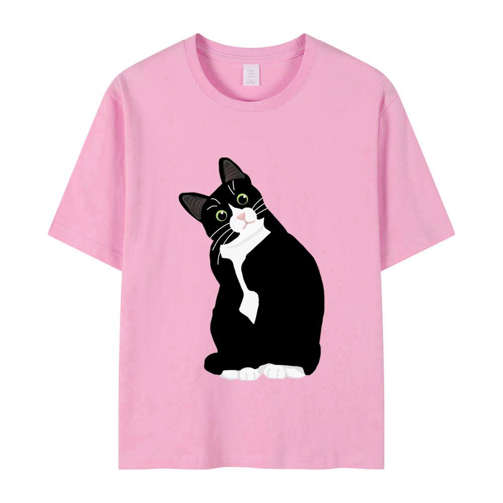 Cute Funny Tuxedo Cat Printing T Shirt Summer Tshirts Women Harajuku Fashion Style Tshirt Streetwear Women Clothing Graphic