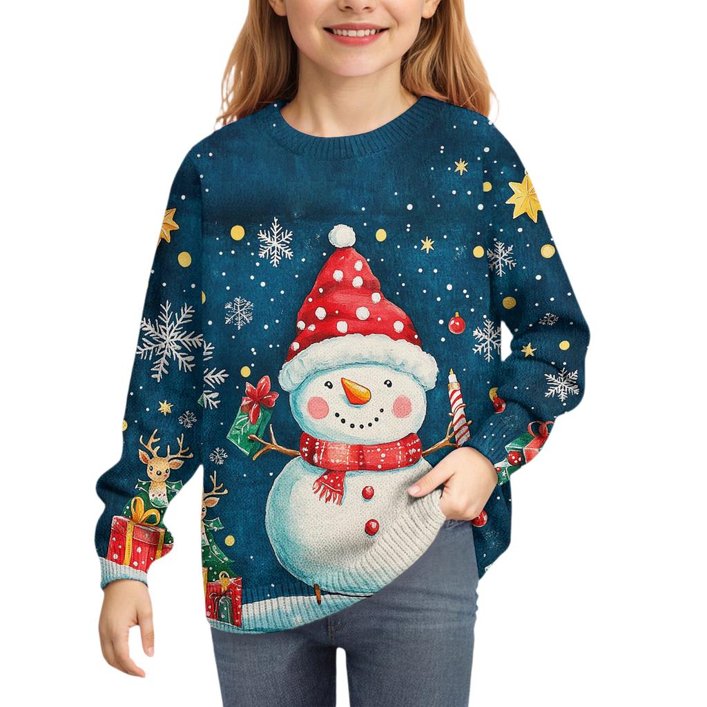 Christmas Day Sweatshirts For Children Boys And Girls Knit Sweater Cute Shirt Fall Crewneck Pullover Tops