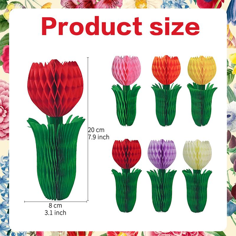 Honeycomb Tulip Flower Paper Tulip Floral Honeycomb Ceiling Hanging Decoration For Office Home Wedding Birthday Party Decor