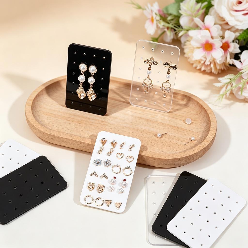 10Pcs Acrylic Earring Display Cards Portable Earring Jewelry Organizer Storage Board for Home Shop Jewelry Display