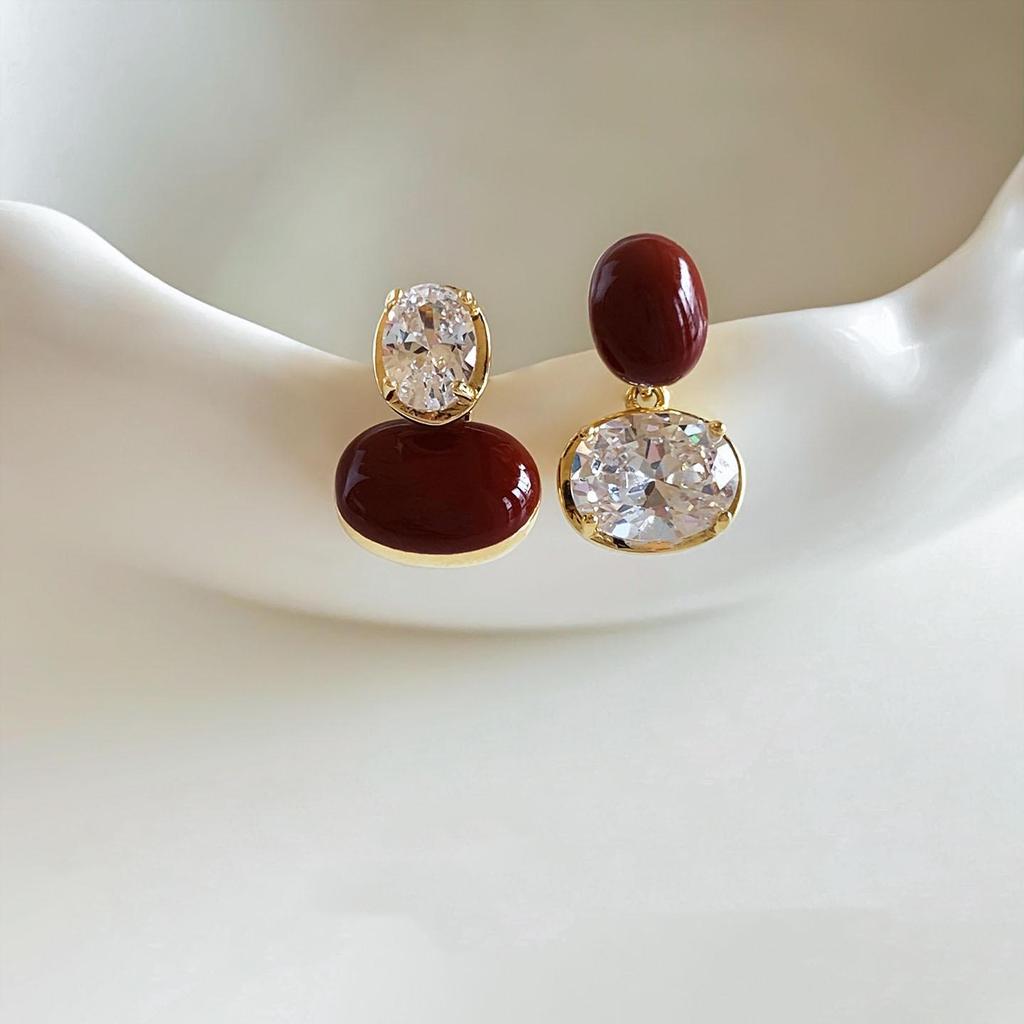 Silberne Nadel Tropfenöl Rote Perlen Ohrstecker - Eleganter & Vielseitiger Schmuck für Damen