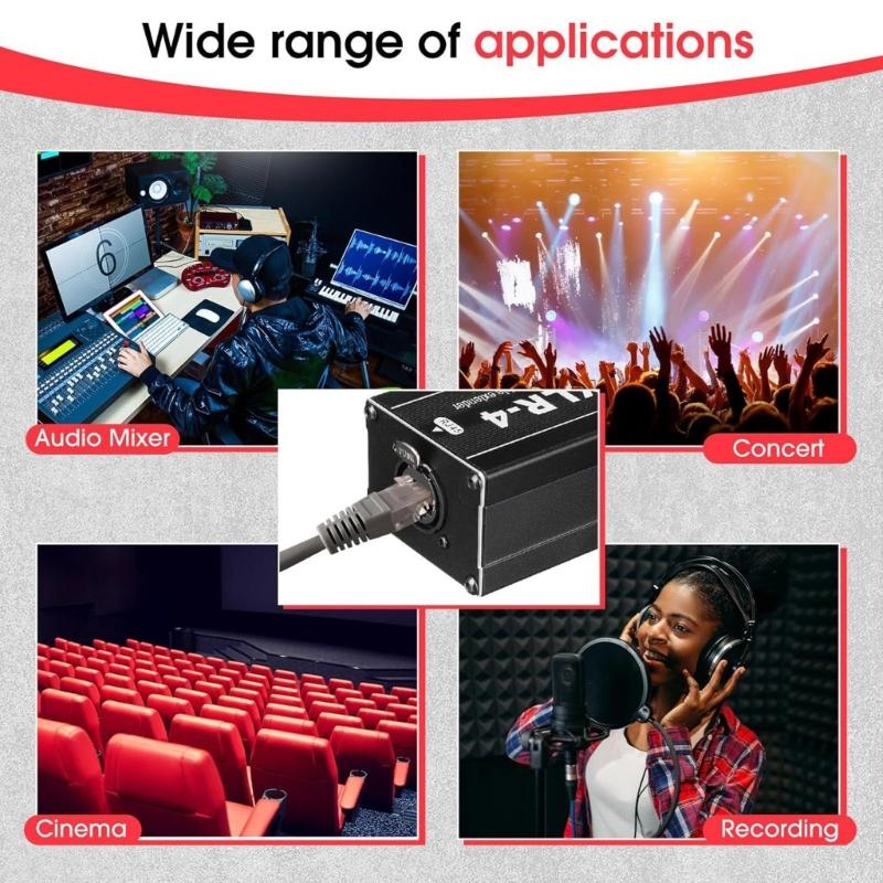 RJ45 To 4 Channel XLR Sound 3Pin Splitter For Cable Networking Extension Stage Studio Recording Connector Accessories