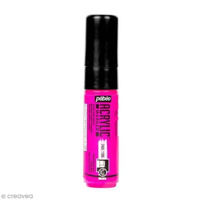 Marqueur peinture acrylique - PEBEO - Pointe épaisse 5/15 mm - Rose Fluo - Opaque - Large
