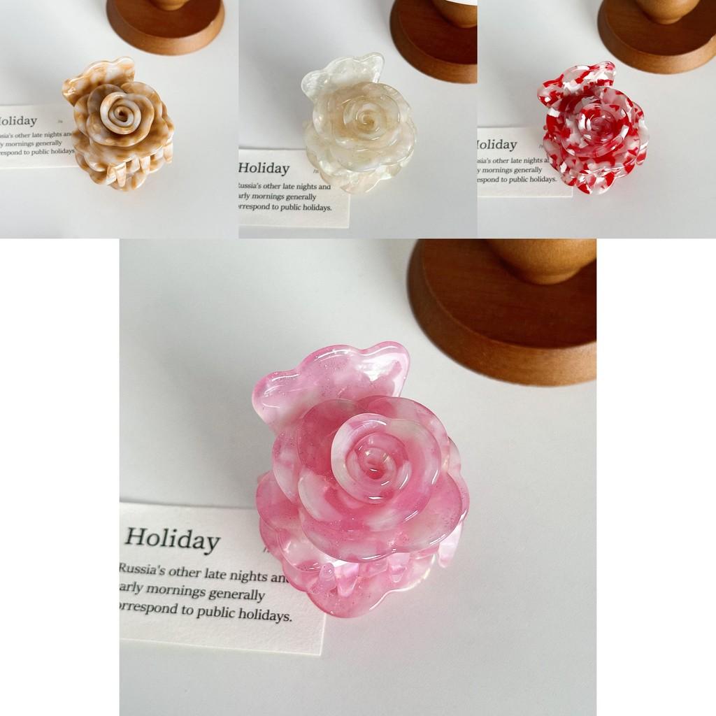 Chic Versatile Rose Flower Hair Claw Clip In Various Colors Stylish Acetate Hair Accessory