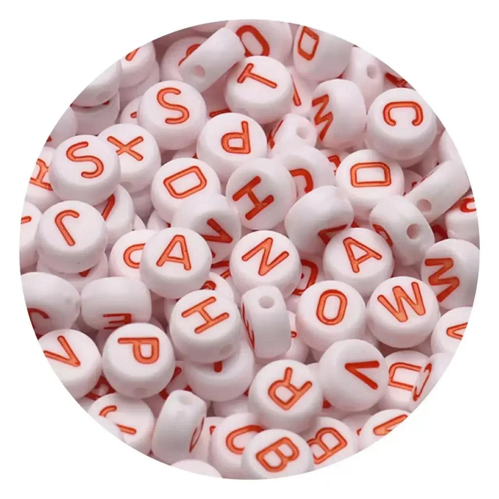 100/200/300/500pcs Acrylic Mixed Color Letter Beads Round Loose Spacer Russian Beads For Jewelry Making Diy Handmade Bracelet