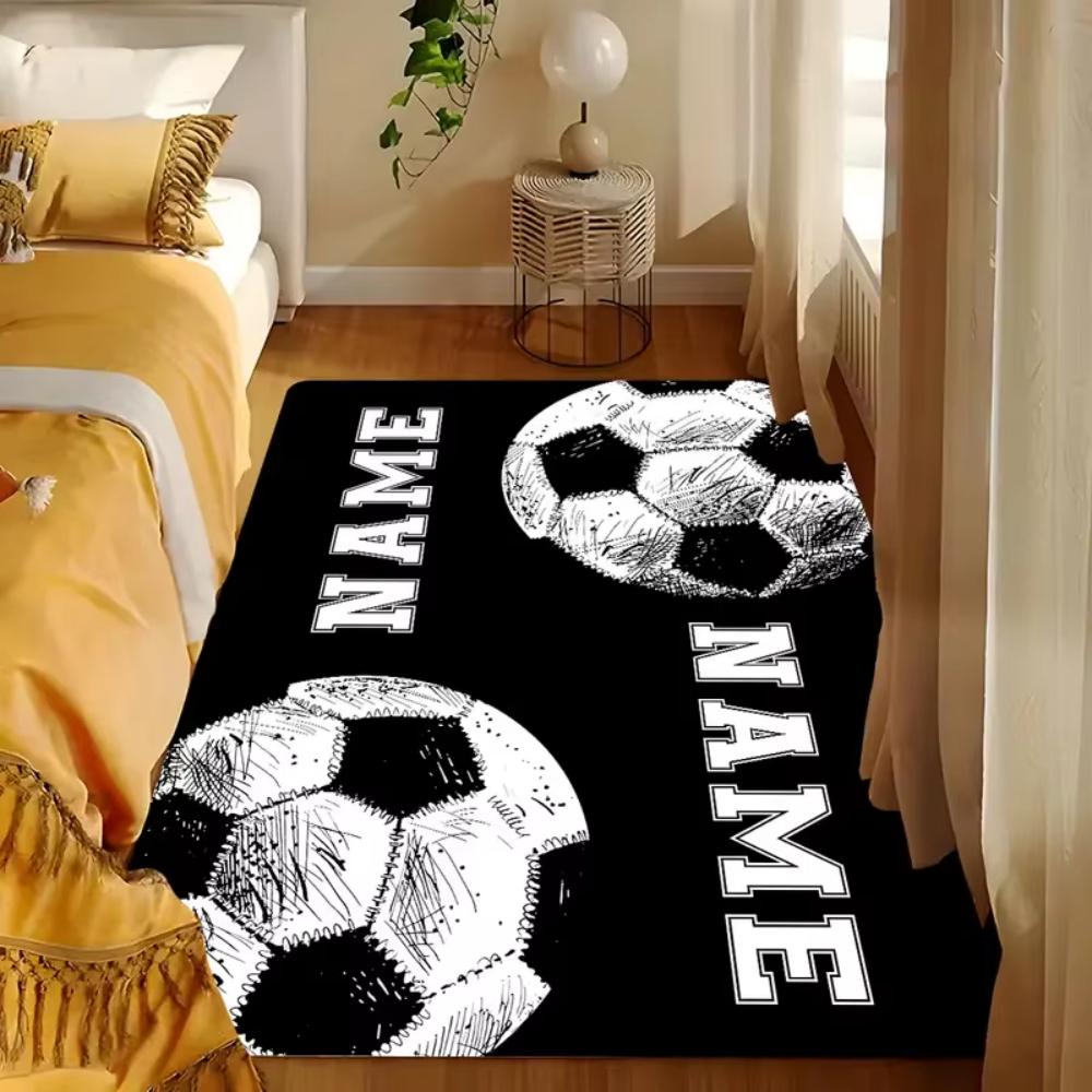 3D Ball Soccer Carpet Living Room Floor Mat NonSlip Bedroom Doormat 2D Flat Print Home Hallway Area Decor Rug Kids Play Area Rug
