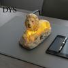 Resin LED Table Lamp for Bedside 3D Animal Night Light, Dolphin Owl Lion Sculpture Decorative Desk Light Lamp, USB Decor Bedroom, Warm Glow